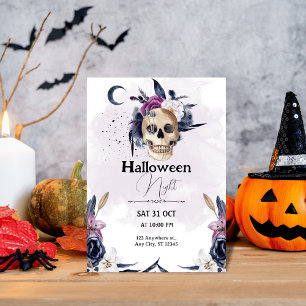 Spooky & Stylish: Violet Watercolor Halloween Invitation