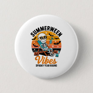 Spooky Summer Beach Skeleton Funny Halloween Summe 6 Cm Round Badge