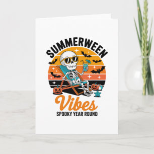 Spooky Summer Beach Skeleton Funny Halloween Summe Card