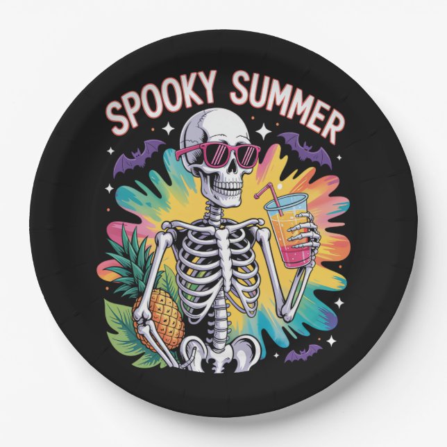 Spooky Summer Beach Vacation Paper Plate (Front)