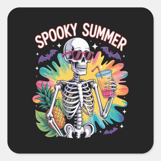 Spooky Summer Beach Vacation Square Sticker (Front)