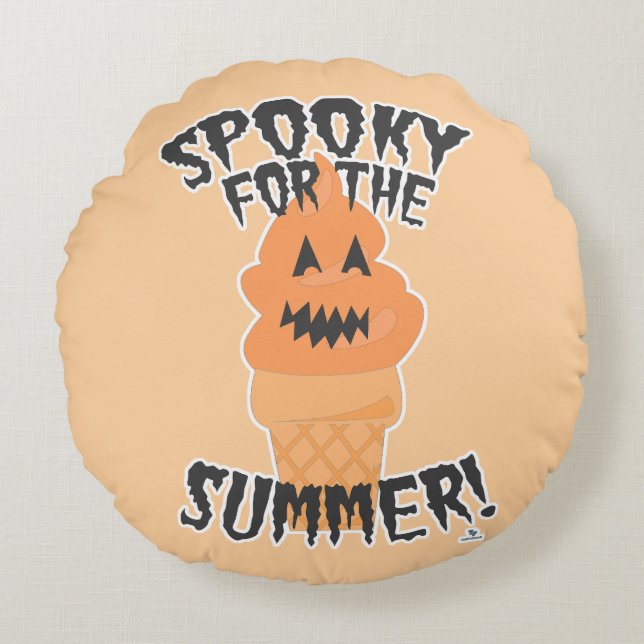   Spooky Summer Fun Summerween Cartoon Cone Round Cushion (Front)