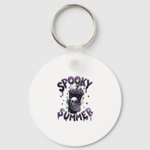 Spooky Summer Funny Meme Skeleton Coffee Funny Sum Key Ring