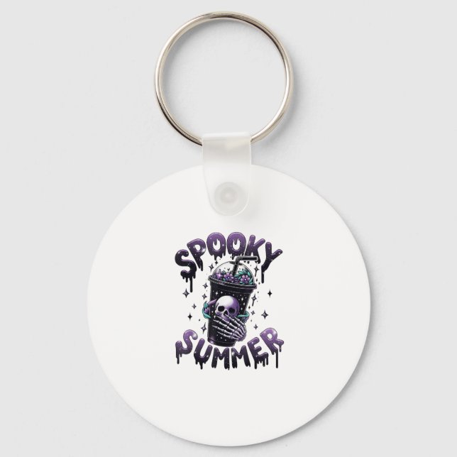 Spooky Summer Funny Meme Skeleton Coffee Funny Sum Key Ring (Front)