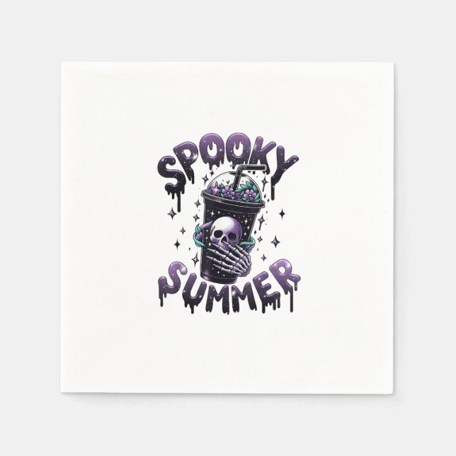 Spooky Summer Funny Meme Skeleton Coffee Funny Sum Napkin (Front)