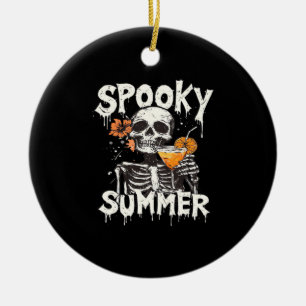 Spooky Summer Funny Meme Skeleton Coffee Summerwee Ceramic Ornament