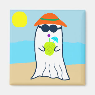 Spooky Summer Ghost on the Beach Magnet