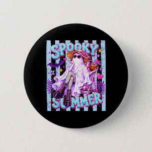 Spooky Summer Halloween Ghost Retro Blue Ped 6 Cm Round Badge