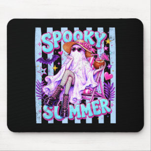 Spooky Summer Halloween Ghost Retro Blue Ped Mouse Pad
