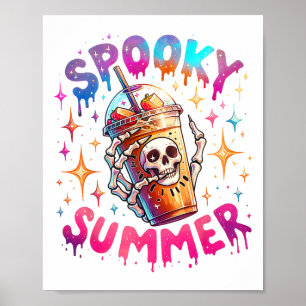 Spooky Summer Skeleton Coffee Summer Vacation Fami Poster