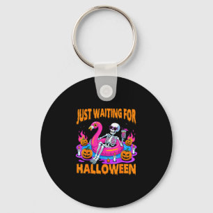 Spooky summer skeleton funny waiting for halloween key ring