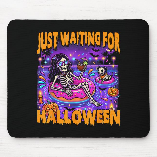 Spooky Summer Skeleton Funny Waiting For Halloween Mouse Pad (Front)
