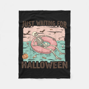Spooky Summer Skeleton Just Waiting for Halloween Fleece Blanket