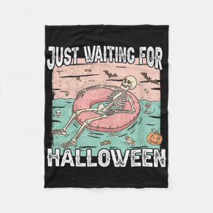 Spooky Summer Skeleton Just Waiting For Halloween Fleece Blanket