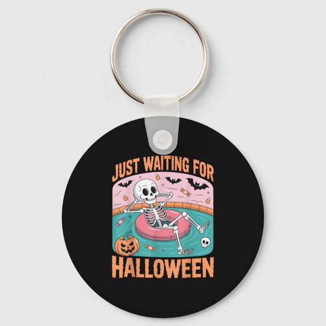 Spooky Summer Skeleton Just Waiting For Halloween  Key Ring (Front)
