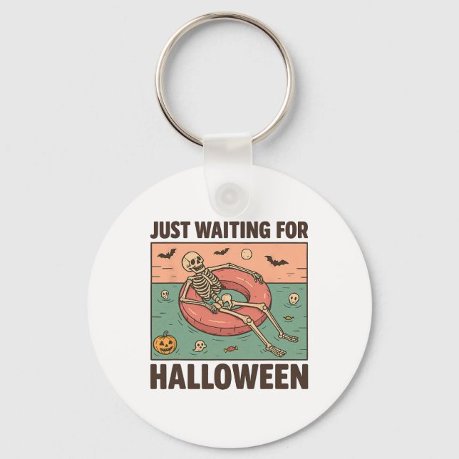 Spooky Summer Skeleton Just Waiting For Halloween  Key Ring (Front)