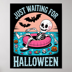 Spooky Summer Skeleton Just Waiting Kids Poster