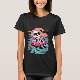 Spooky Summer Skeleton Waiting for Halloween Kids T-Shirt