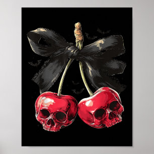 Spooky Summer Skull Cherry Halloween Coquette Bow Poster