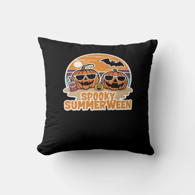 Spooky Summerween - Pumpkins On The Beach Classic Cushion (Front)