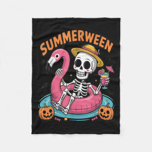 Spooky Summerween Skeleton Just Waiting For Hallow Fleece Blanket