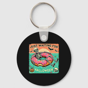 Spooky Summerween Skeleton Just Waiting For Hallow Key Ring