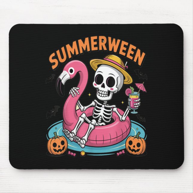 Spooky Summerween Skeleton Just Waiting For Hallow Mouse Pad (Front)