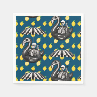 Spooky Summerween skeleton with lemons Napkin