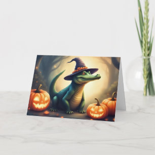 Spooky Swamp Witch Gator Halloween Notecard