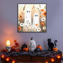 Spooky Sweet Boho Ghosts in Autumn Meadow