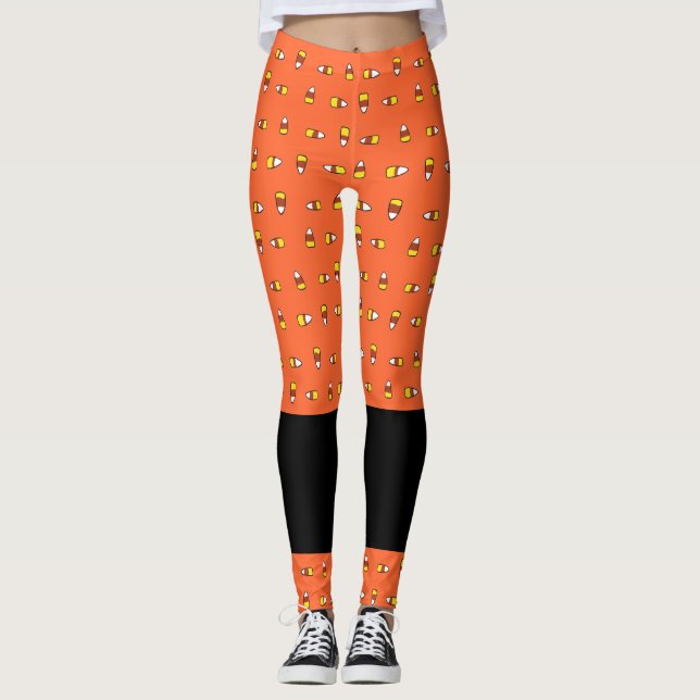 Spooky Sweet- Candy Corn Two-Toned Leggings (Front)