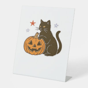 Spooky Sweet Halloween Kitty Classic T-Shirt Pedestal Sign