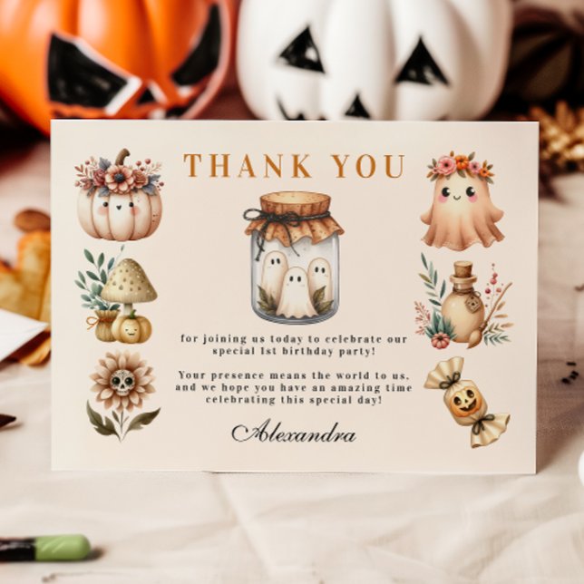 Spooky Sweet ONE Celebration Thank You Card (Creator Uploaded)