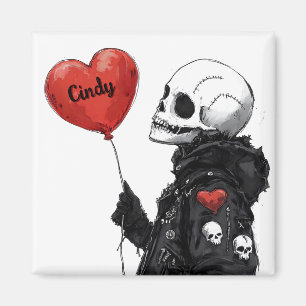 Spooky Sweetheart -Customizable Skull with Balloon Magnet