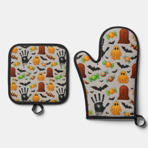 Spooky Sweets & Shadows Oven Mitt & Pot Holder Set