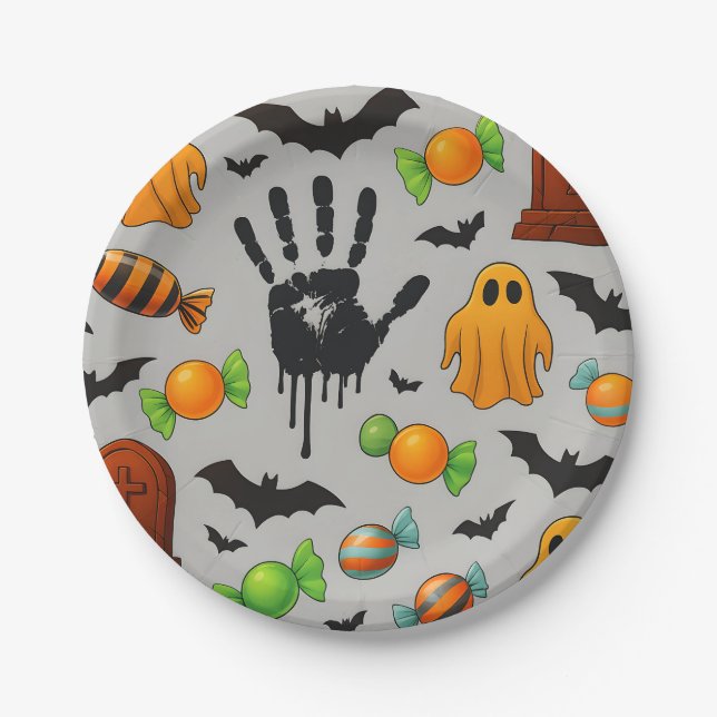 Spooky Sweets & Shadows Paper Plate (Front)