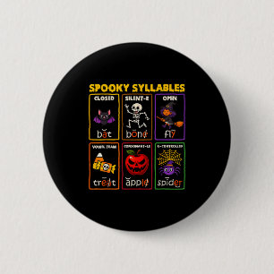 Spooky Syllables Halloween Reading Teacher 6 Cm Round Badge
