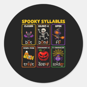 Spooky Syllables Halloween Reading Teacher Classic Round Sticker