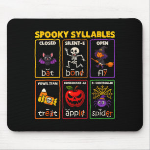 Spooky Syllables Halloween Reading Teacher Mouse Pad