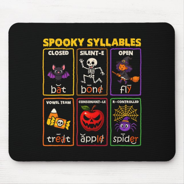 Spooky Syllables Halloween Reading Teacher  Mouse Pad (Front)