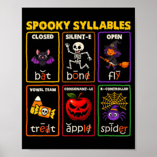 Spooky Syllables Halloween Reading Teacher Poster