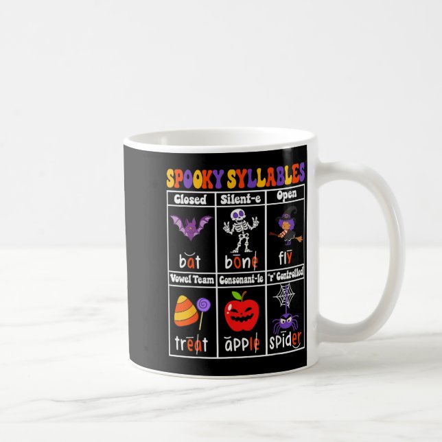 Spooky Syllables Teacher Funny Halloween Coffee Mug (Right)