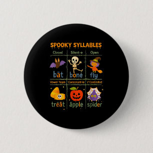 Spooky Syllables Teacher Funny Halloween Education 6 Cm Round Badge