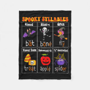 Spooky Syllables Teacher Funny Halloween Education Fleece Blanket