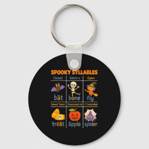 Spooky Syllables Teacher Funny Halloween Education Key Ring