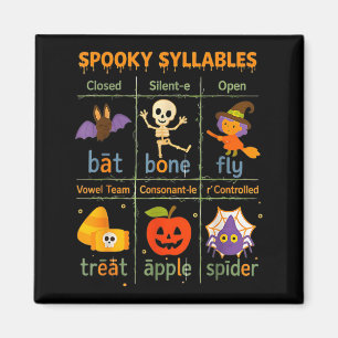 Spooky Syllables Teacher Funny Halloween Education Magnet