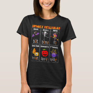 Spooky Syllables Teacher Funny Halloween Education T-Shirt