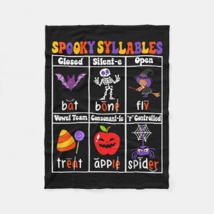 Spooky Syllables Teacher Funny Halloween Fleece Blanket
