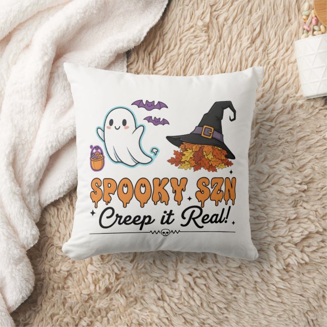 Spooky Szn Halloween Ghosts – Cute Fall  Cushion (Blanket)