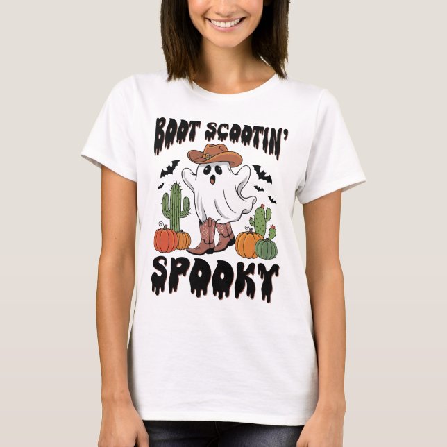 Spooky T-shirt Cute Western Ghost Halloween Gift (Front)